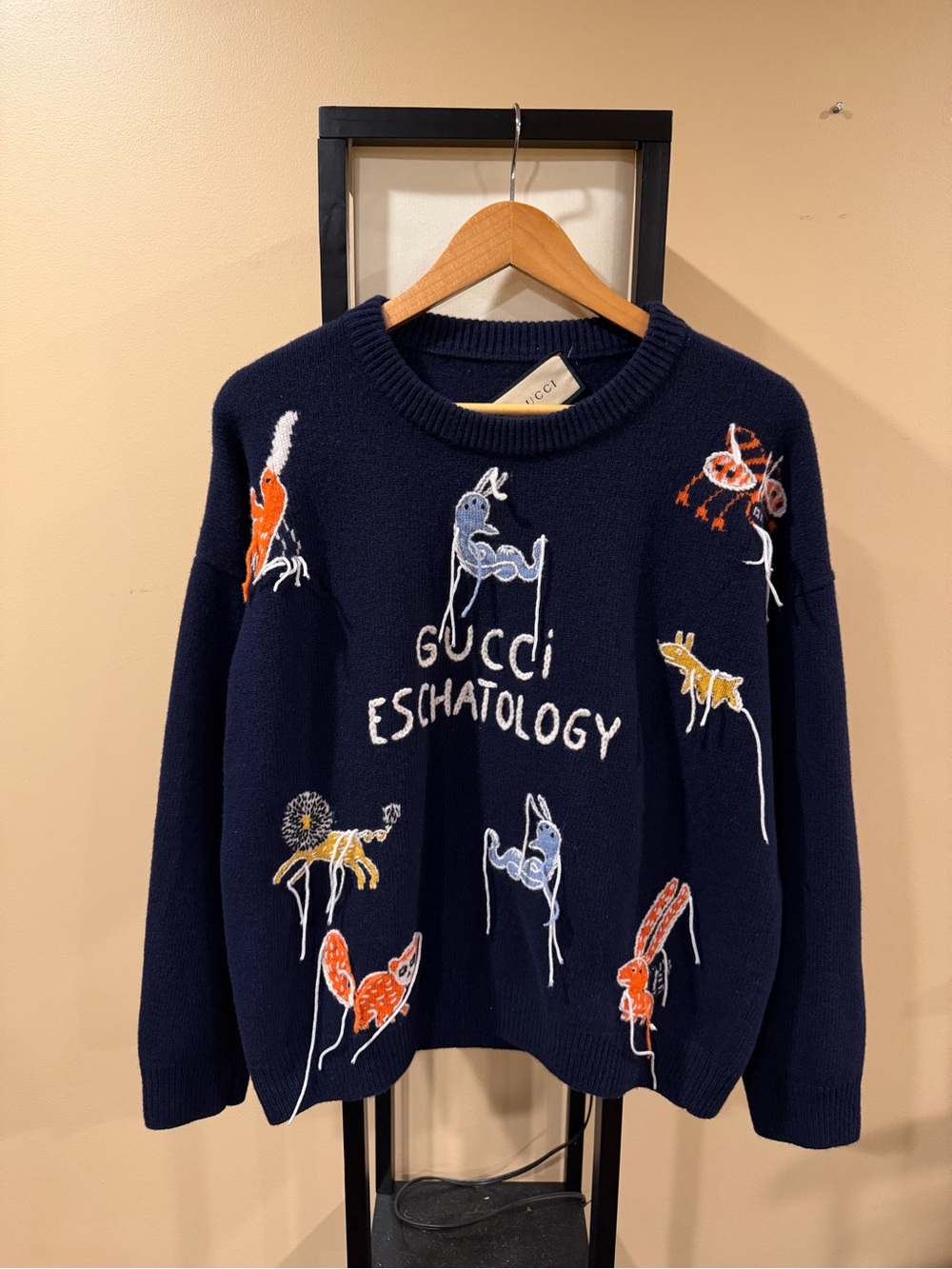 Gucci SS21 Navy Freya Hartas Edition 'Eschatology' Animals Wool Sweater